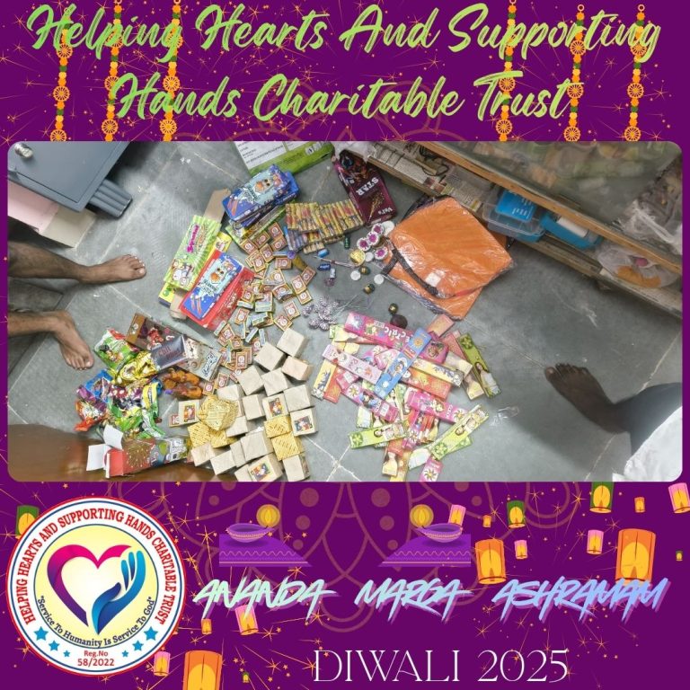 15-10-2025, Crackers joyfully received by the children at Anand Marga Ashram.